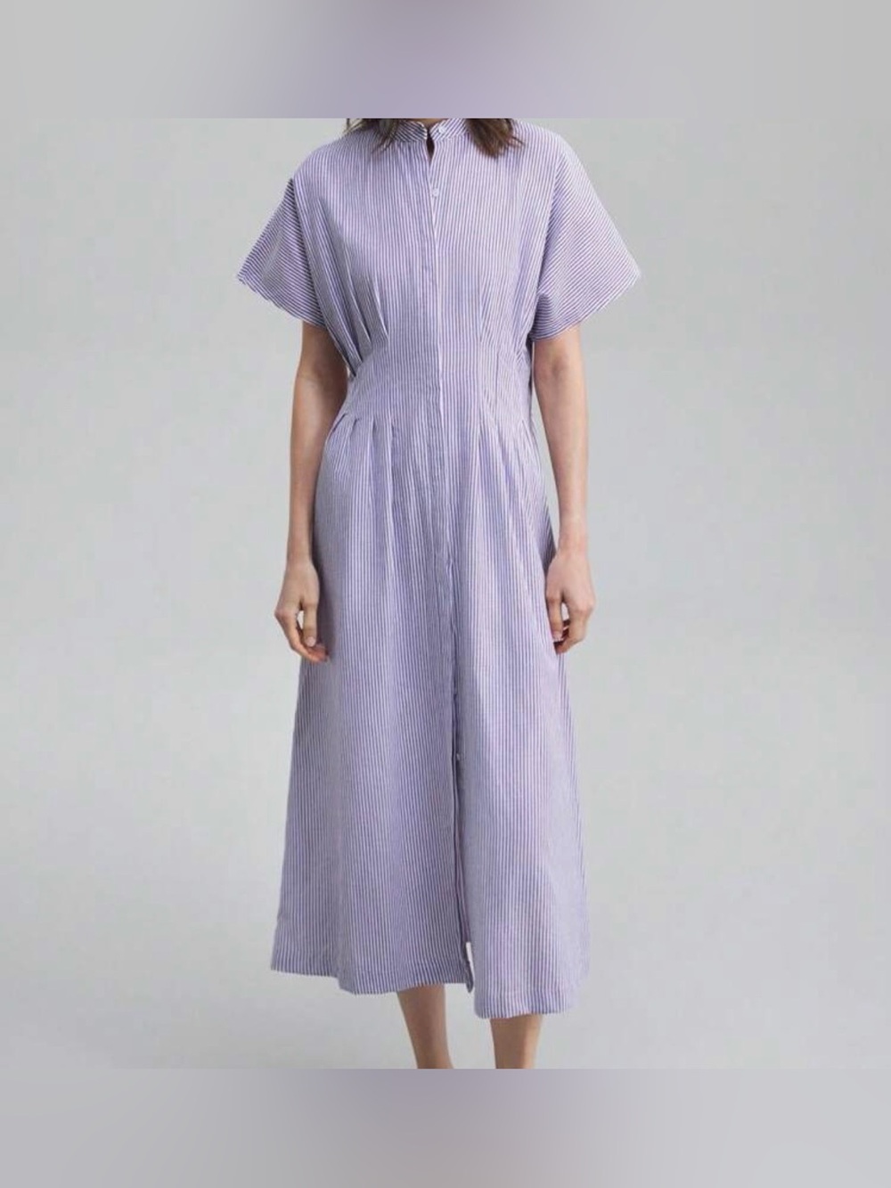Elegant Stripped Lavender Midi Dress